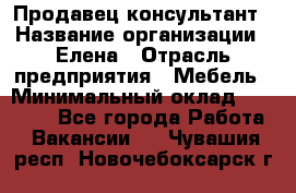 Продавец-консультант › Название организации ­ Елена › Отрасль предприятия ­ Мебель › Минимальный оклад ­ 20 000 - Все города Работа » Вакансии   . Чувашия респ.,Новочебоксарск г.